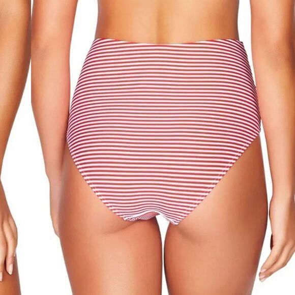 SEA LEVEL Sorrento Stripe High Waist Gathered Side Bikini Bottoms Size 14 - Picture 2 of 8